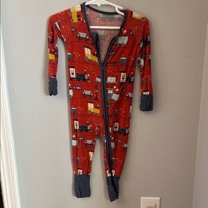 Little Sleepies Red OG Train Print Footie